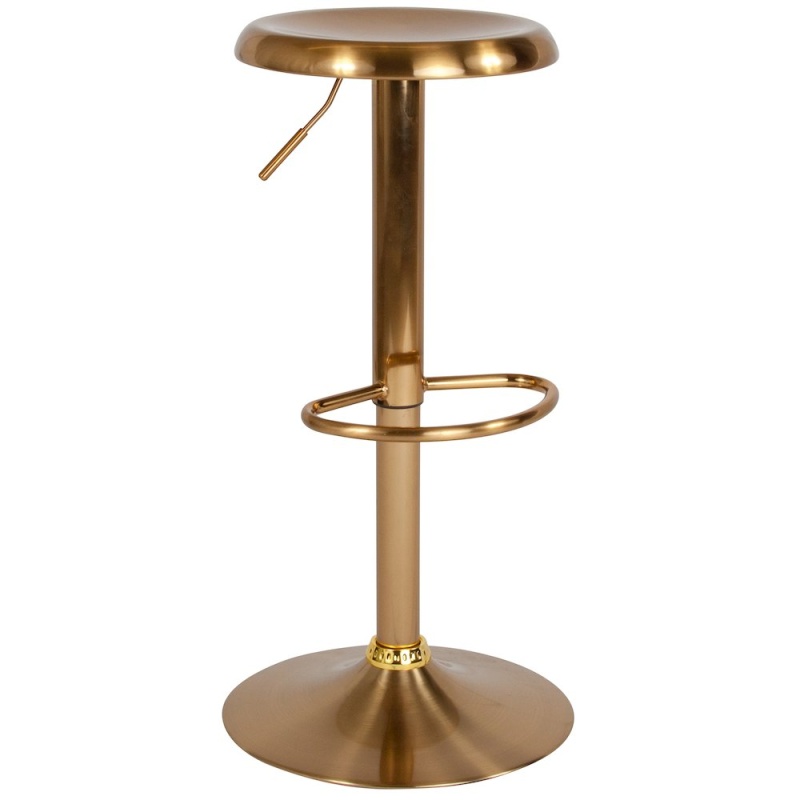 Adjustable Height Retro Barstool In Gold Finish