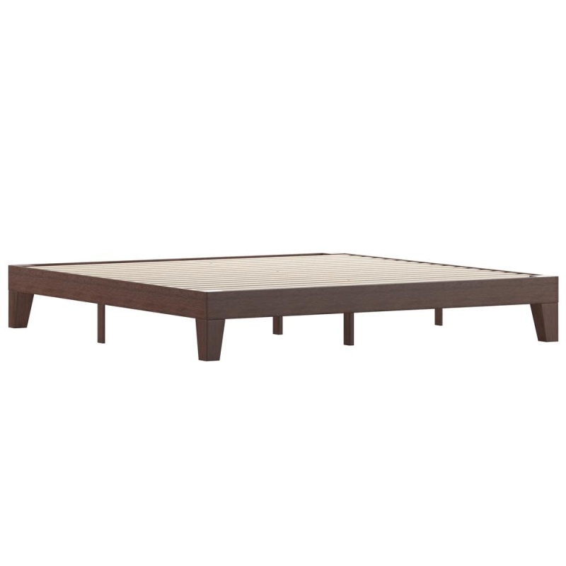 Wood King Platform Bed With Wooden Support Slats, No Box Spring Required