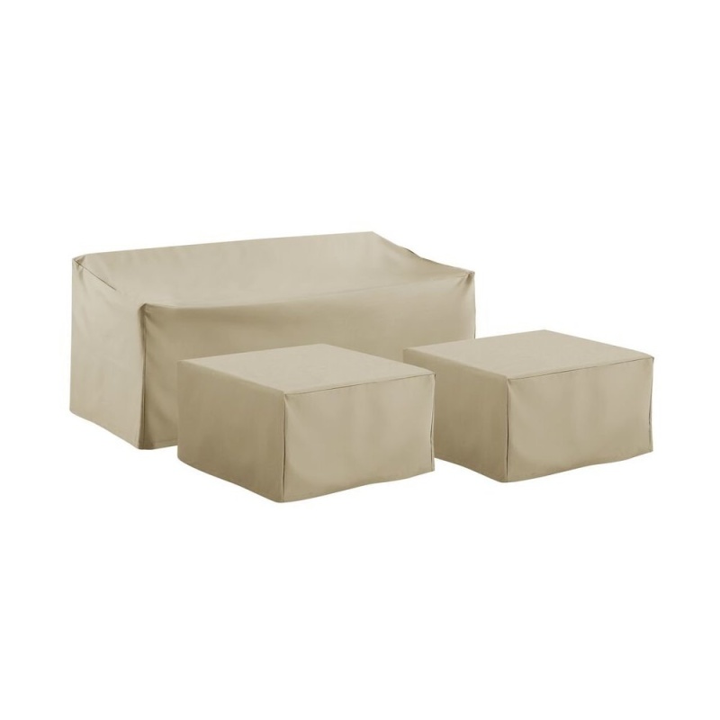 3Pc Outdoor Sectional Furniture Cover Set - Sofa & 2 Square Table/Ottoman