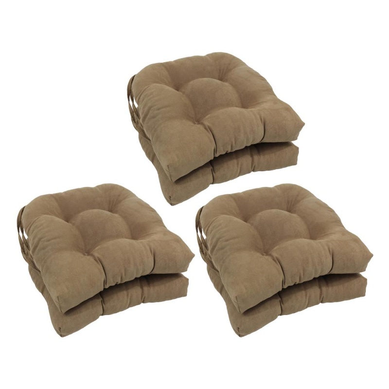 16-Inch Solid Microsuede U-Shaped Tufted Chair Cushions (Set of 6)