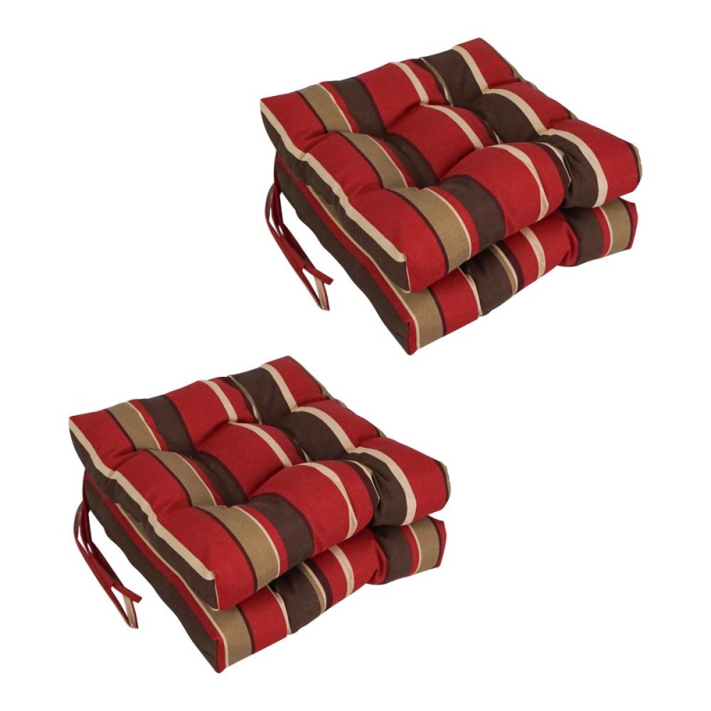 16-Inch Spun Polyester Patterned Outdoor Square Tufted Chair Cushion