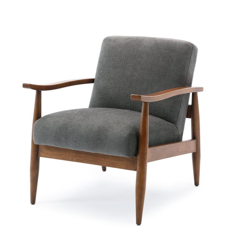 Asher Wooden Base Accent Chair - Charcoal