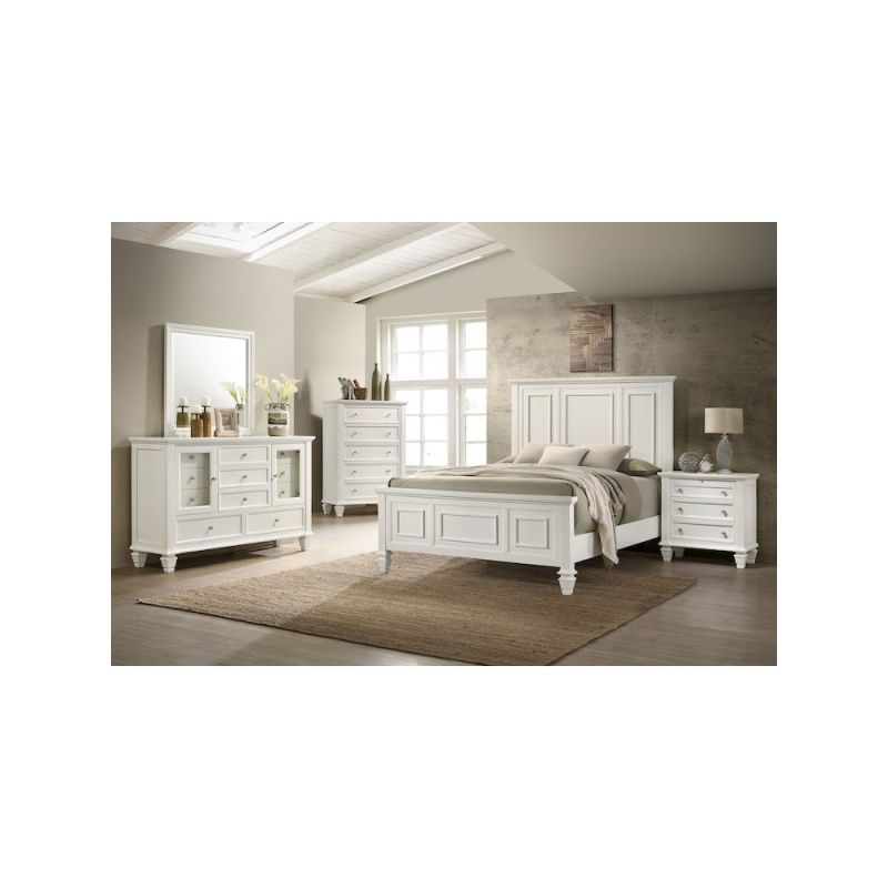 Sandy Beach 5-Piece Queen Bedroom Set Cream White