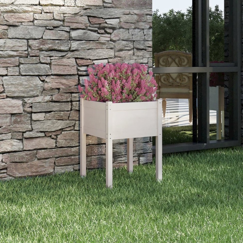 White Solid Pinewood Planter