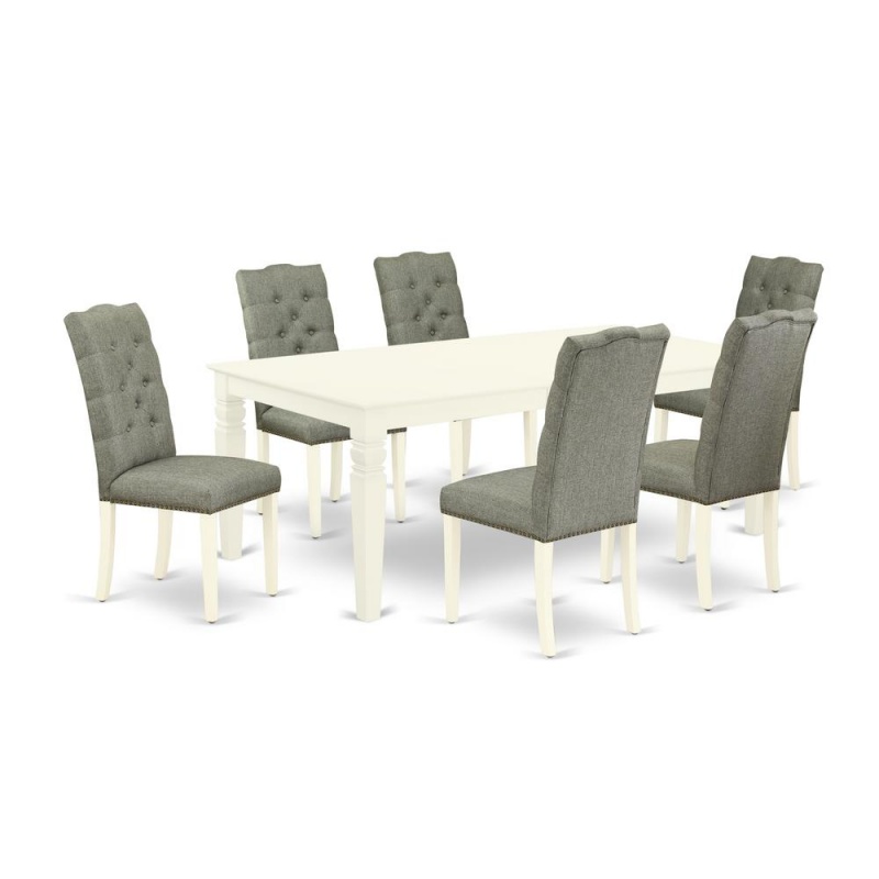 Dining Room Set Linen White, Lgel7-Lwh-07