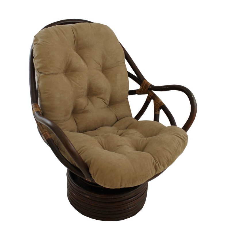 Rattan Swivel Rocker With Micro Suede Cushion