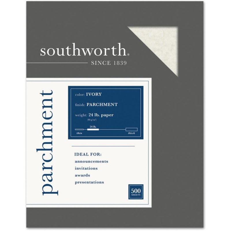 Southworth Parchment Specialty Paper - Blue - Letter - 8 1/2" X 11" - 24 Lb Basis Weight - Parchment - 500 / Box - Acid-Free, Lignin-Free - Blue