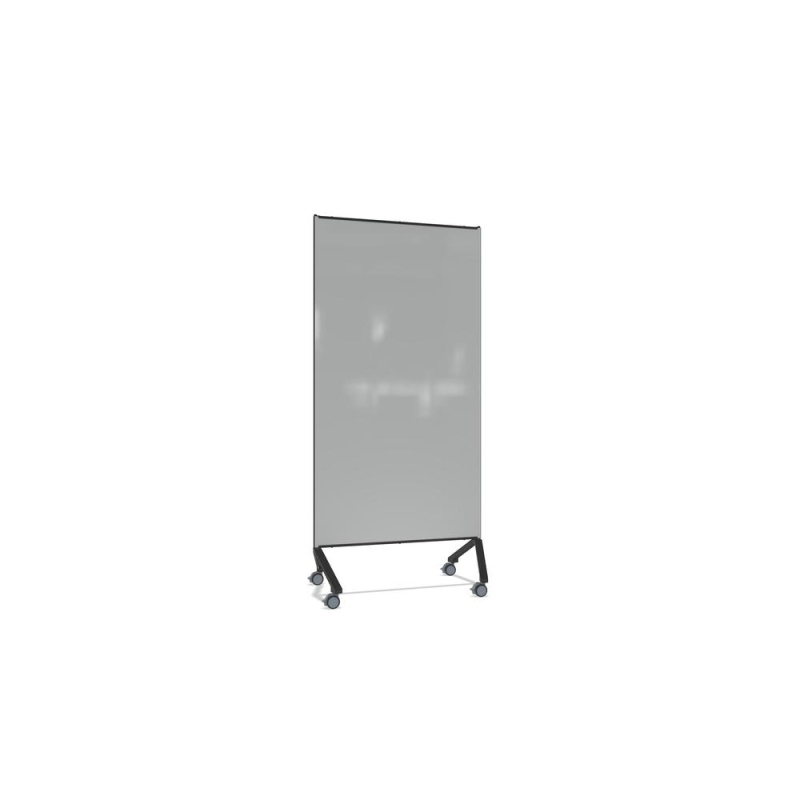 Ghent Pointe Non-Magnetic Mobile Glassboard, Gray Painted Glass W/ Black Frame, 77" H X 36" w