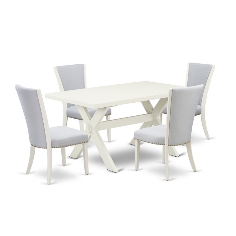5-Piece Dining Set with 4 Chairs and Rectangular Table