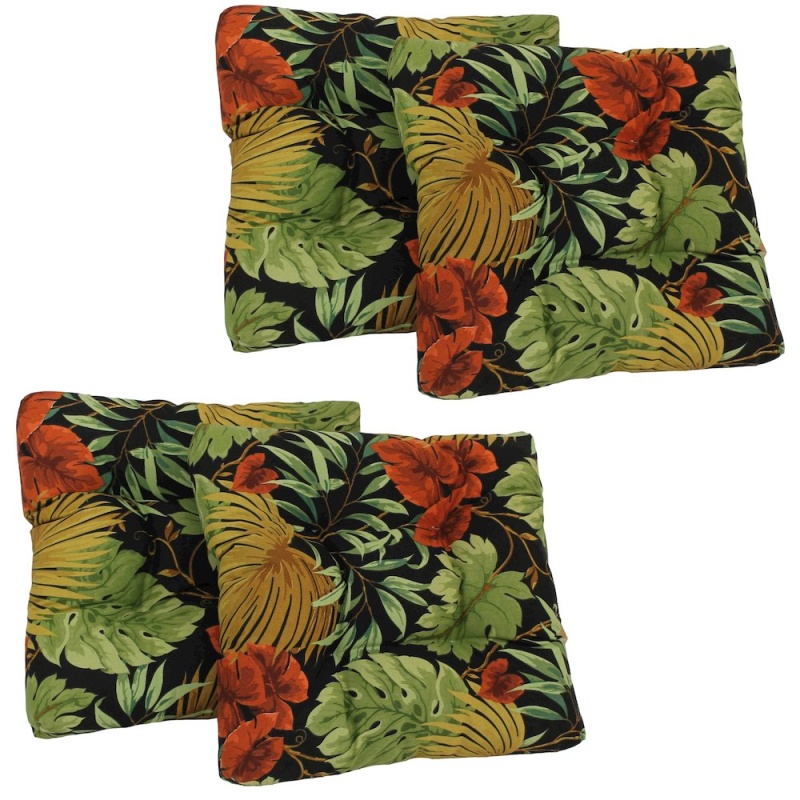 19-Inch Squared Patterned Tufted Dining Chair Cushions (Set of 4)