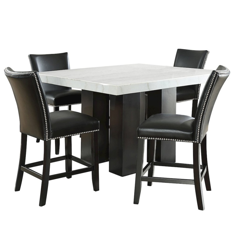 Camila Square 5Pc Counter Set Black Chair