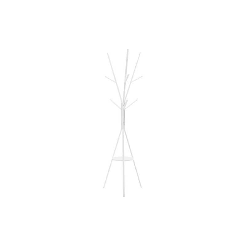 Coat Rack, 72H, Free Standing, Hall Tree, 6 Hooks, White Metal, Contemporary