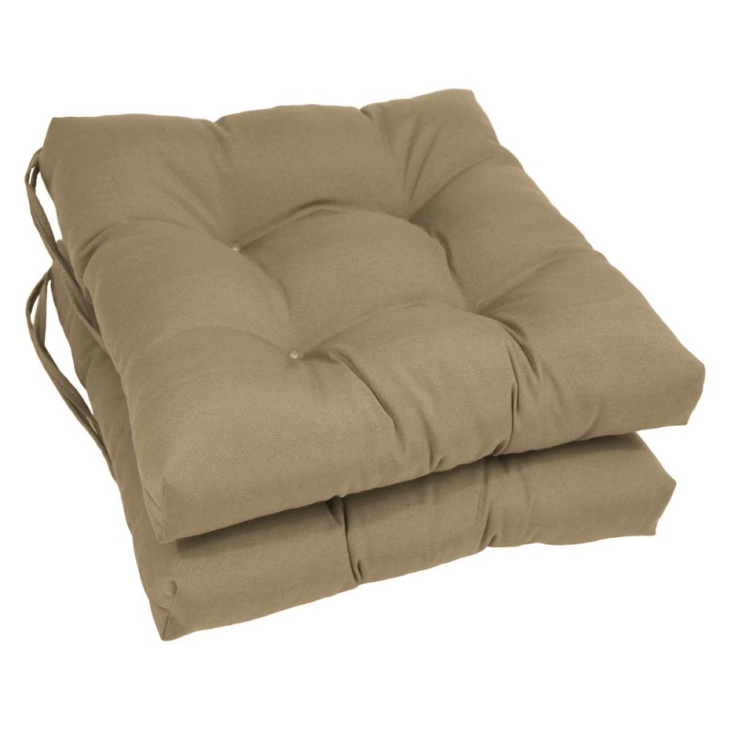 16-Inch Solid Twill Square Tufted Chair Cushions (Set Of 2)