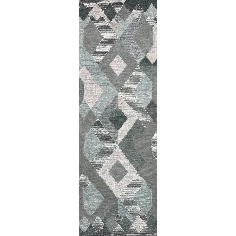 Hand Tufted Cut & Loop Pile Wool Rug, 2'6" X 8'