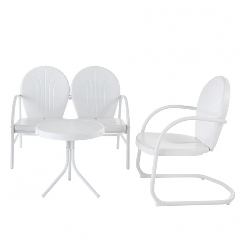 Griffith 3Pc Outdoor Conversation Set White - Loveseat, Chair, Side Table