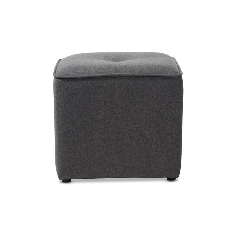Corinne Modern And Contemporary Dark Grey Fabric Upholstered Ottoman
