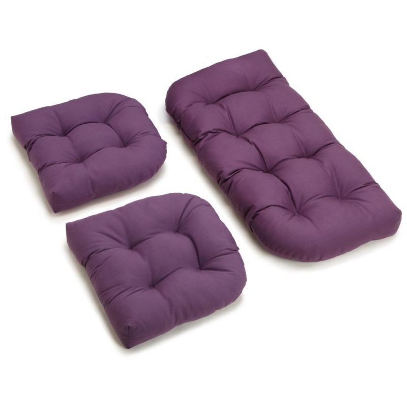 U-Shaped Twill Tufted Settee Cushion Set (Set Of 3)