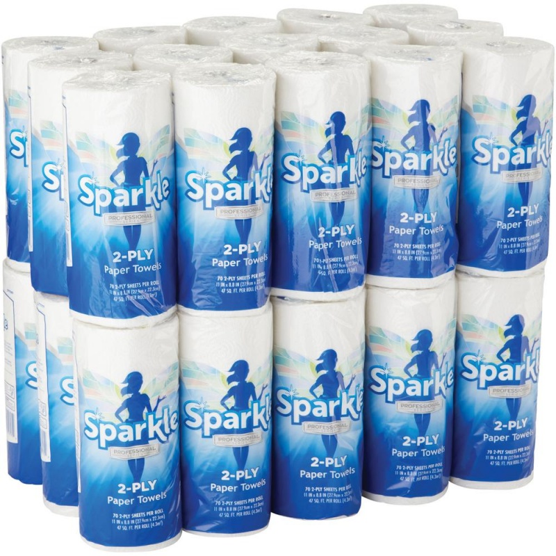 Sparkle Professional Series® Professional Series Perforated Paper Towel Rolls By Gp Pro - 2 Ply - 8.80" X 11" - 70 Sheets/Roll - White - Paper - Long Lasting, Absorbent, Individually Wrapped - For