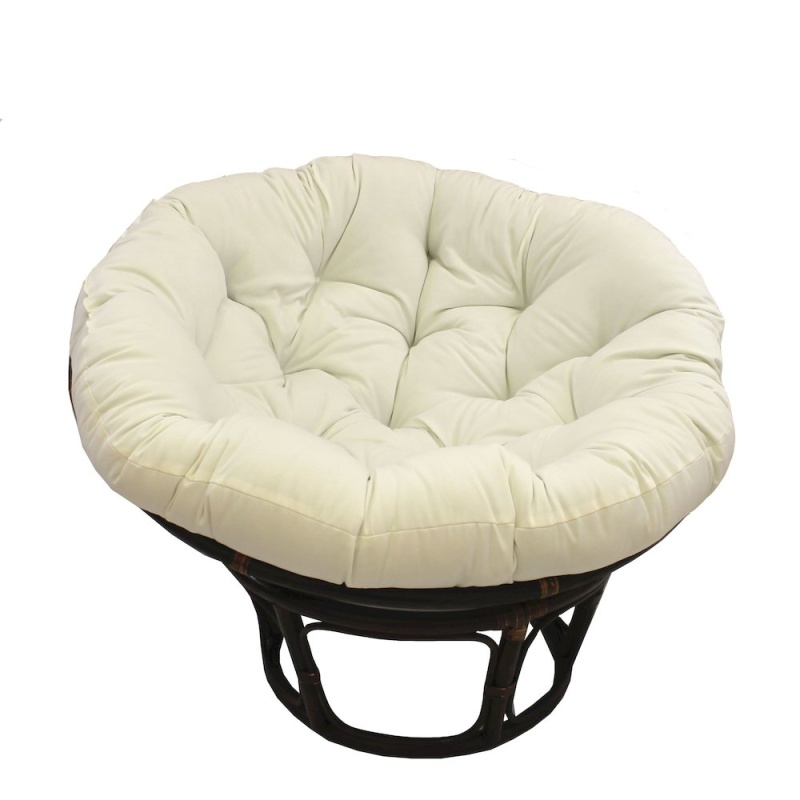 42-Inch Rattan Papasan Chair With Solid Twill Cushion