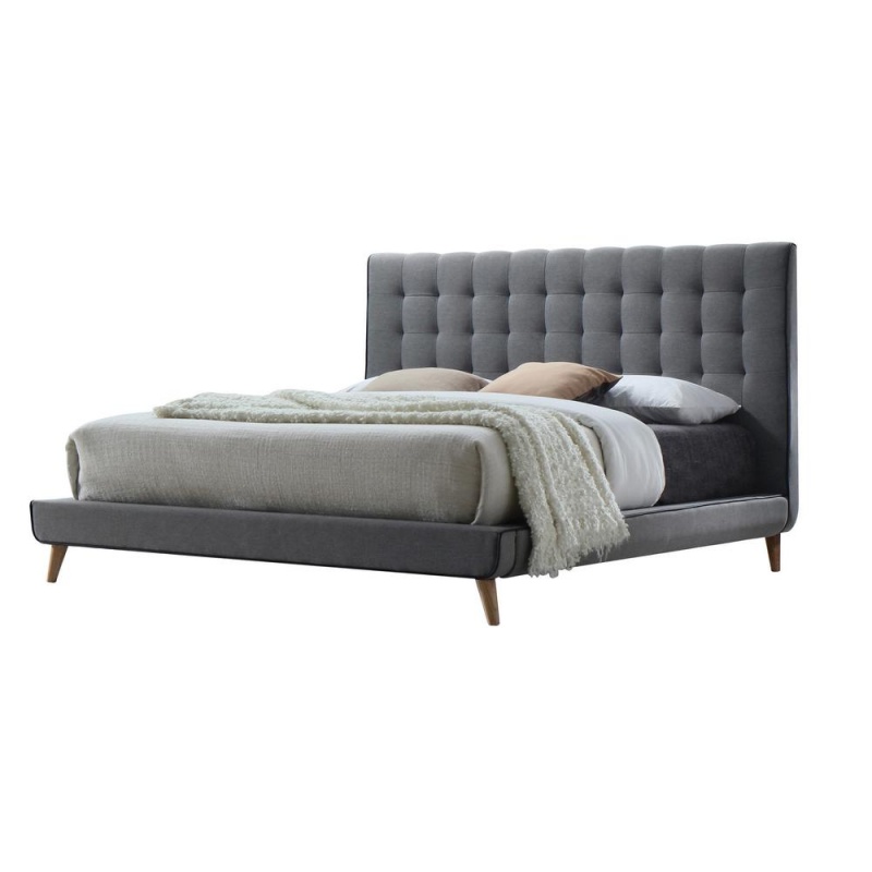 Valda Queen Bed, Light Gray Fabric (1Set/3Ctn)