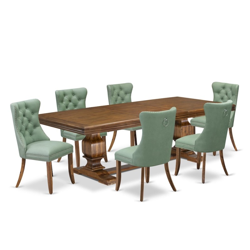 7 Piece Kitchen Table Set with 6 PU Leather Chairs