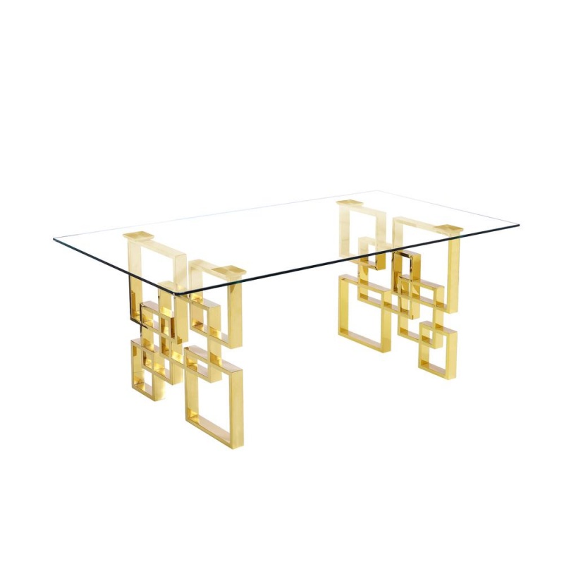 Classic 79" Tempered Glass Dining Table