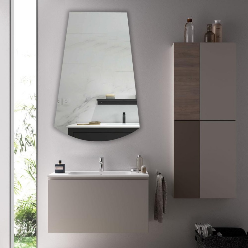 Chloe's Reflection Verical/Horizontal Hanging Arched-Rectangle Shaped Frameless Wall Mirror 35" Height