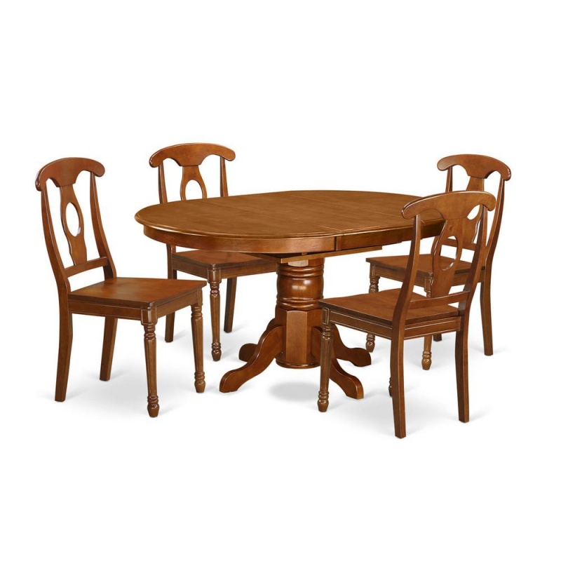 5 Pc Dining Room Set-Table With Leaf And 4 Dining Chairs