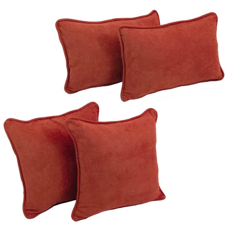 Double-Corded Solid Microsuede Throw Pillows With Inserts (Set Of 4) 9819-Cd-S4-Ms-Cr