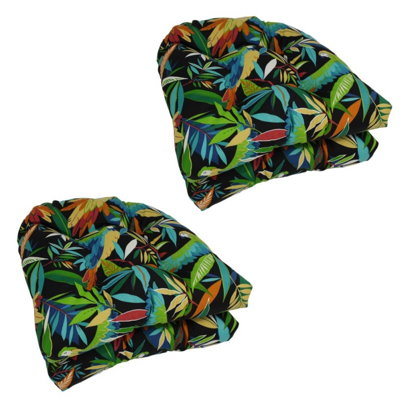 19-Inch U-Shaped Spun Polyester Outdoor Tufted Dining Chair Cushions (Set Of 4)
