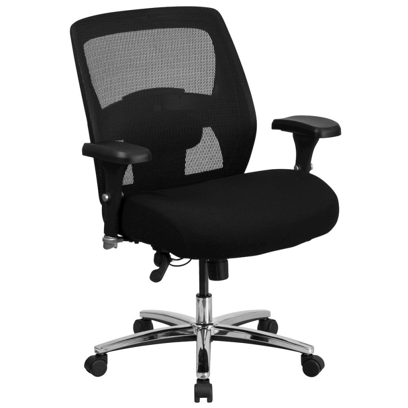 500 Lb. Rated Black Mesh Executive Office Chair With Ratchet Back