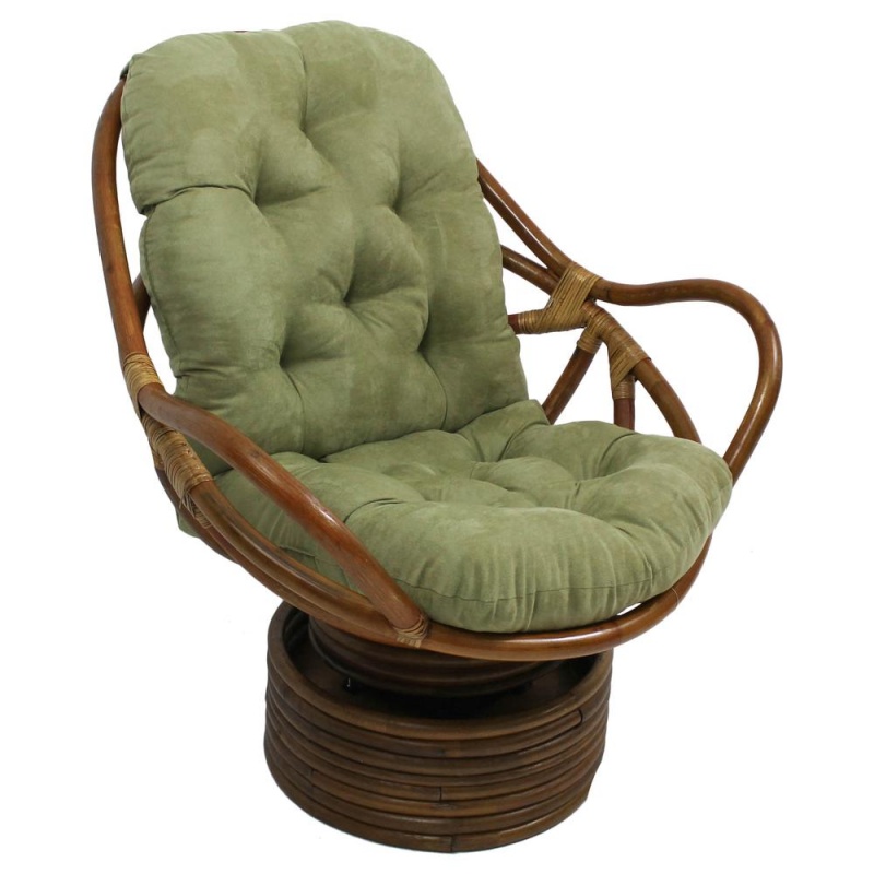 Rattan Swivel Rocker With Micro Suede Cushion