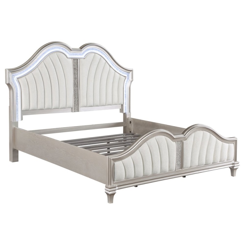 Evangeline Wood Eastern King Led Panel Bed Silver Oak