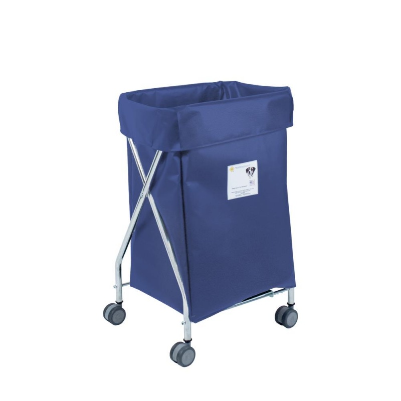 Narrow Collapsible Hamper With Navy Vinyl Bag