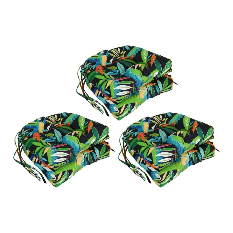 16-Inch Spun Polyester Patterned Outdoor U-Shaped Tufted Chair Cushion