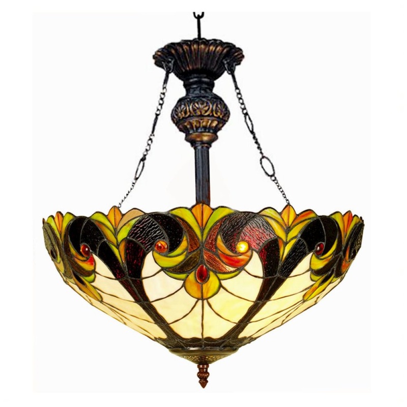 Liaison Tiffany-Style 2 Light Victorian Inverted Ceiling Pendant 18" Shade