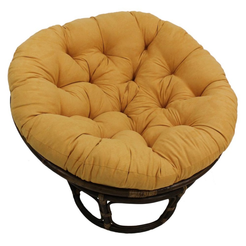 Rattan 42-Inch Papasan Chair With Micro Suede Cushion