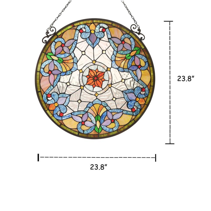 Norah Victorian Tiffany-Glass Window Panel 24" Tall