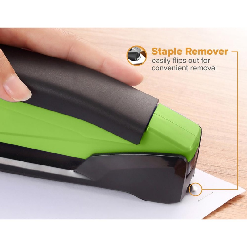 Bostitch Inpower Spring-Powered Antimicrobial Desktop Stapler - 20 Sheets Capacity - 210 Staple Capacity - Full Strip - 1 Each - Green