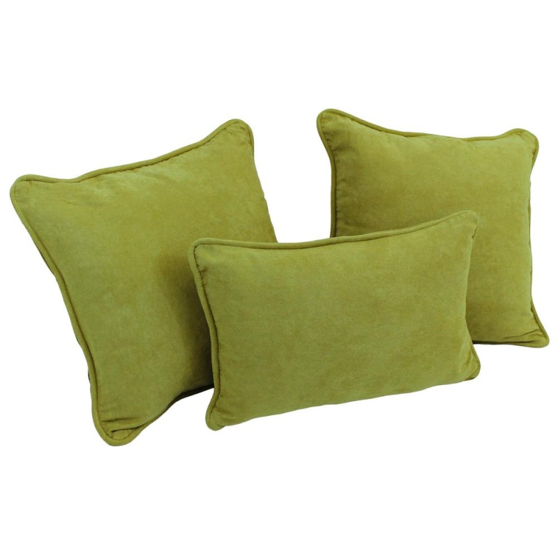 Double-Corded Solid Microsuede Throw Pillows with Inserts (Set of 3)