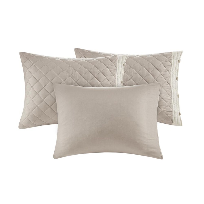 Breanna 6 Piece Cotton Daybed Cover Set, Khaki Color