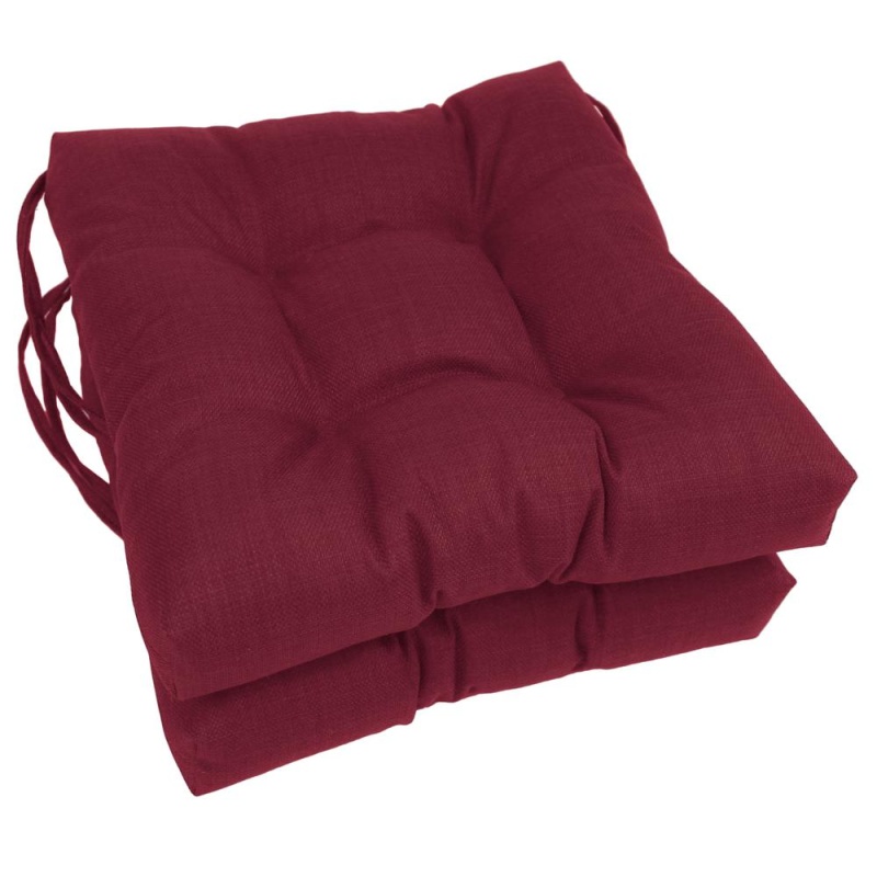 16-Inch Spun Polyester Solid Outdoor Square Tufted Chair Cushion
