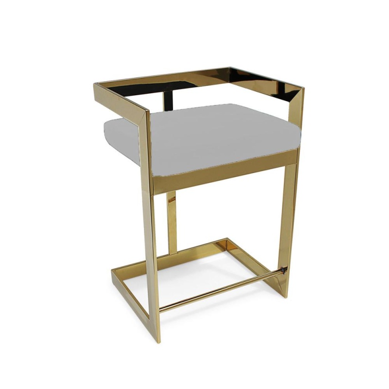 Bar Chair, 30" Gold Base, Gray