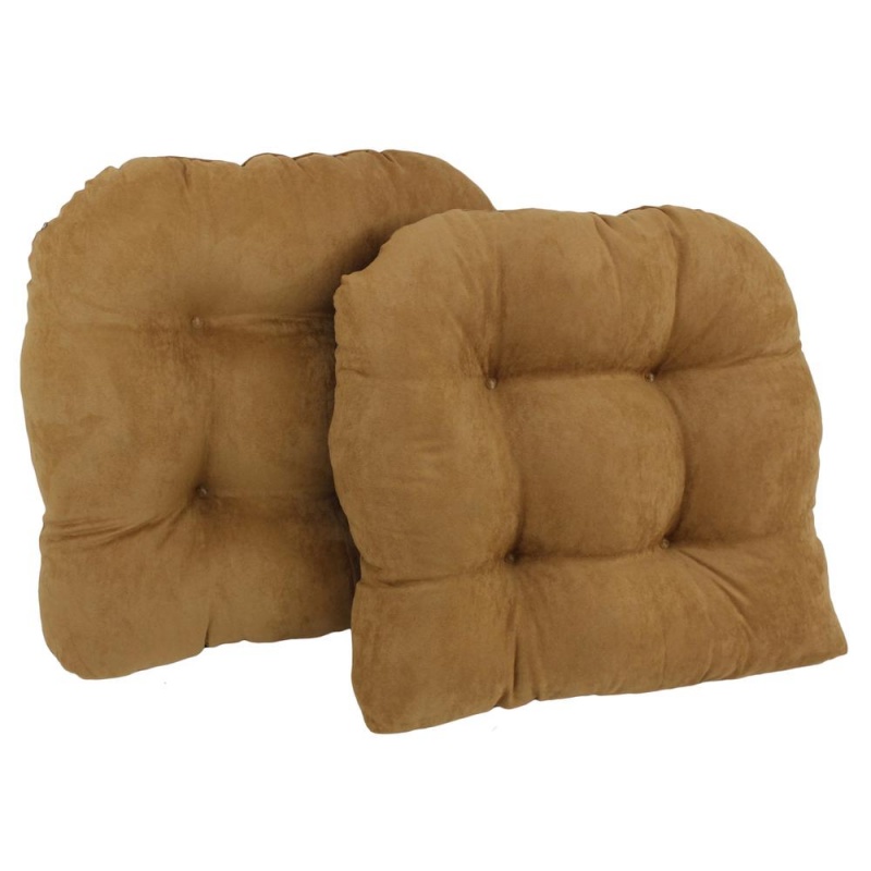 19-Inch U-Shaped Micro Suede Tufted Dining Chair Cushion (Set of 2)