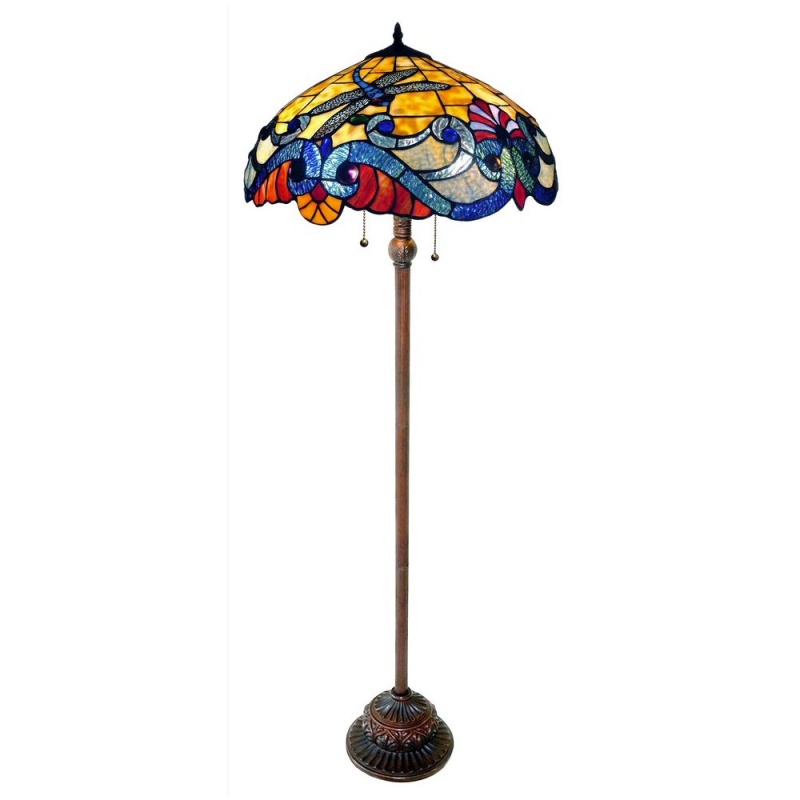 2 Light Tiffany-Style Dragonfly Floor Lamp 18" Shade