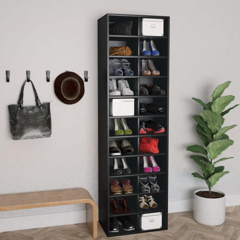 Black Shoe Cabinet 21.2"X13.3"X72" Chipboard