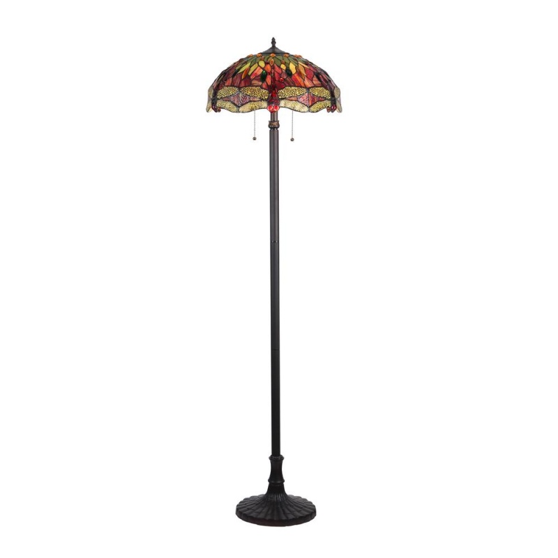 Empress Tiffany-Style 2 Light Dragonfly Floor Lamp 18" Shade
