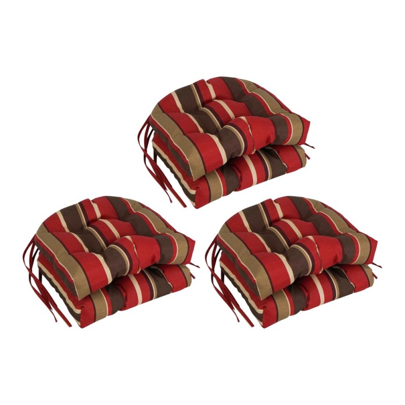 16-Inch Spun Polyester Patterned Outdoor U-Shaped Tufted Chair Cushion