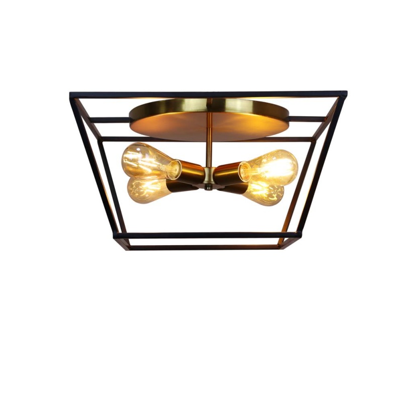 Chloe Lighting Farmhouse-Style Two-Toned 4 Light Ceiling Flush Fixture 18" Wide