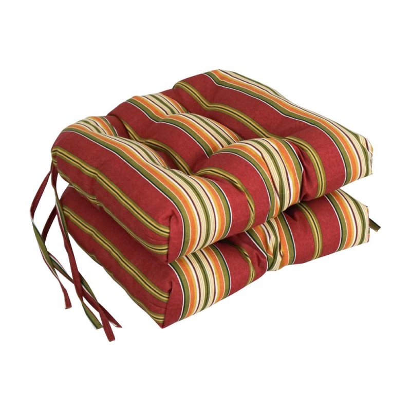 16-Inch Spun Polyester Patterned Outdoor Square Tufted Chair Cushion